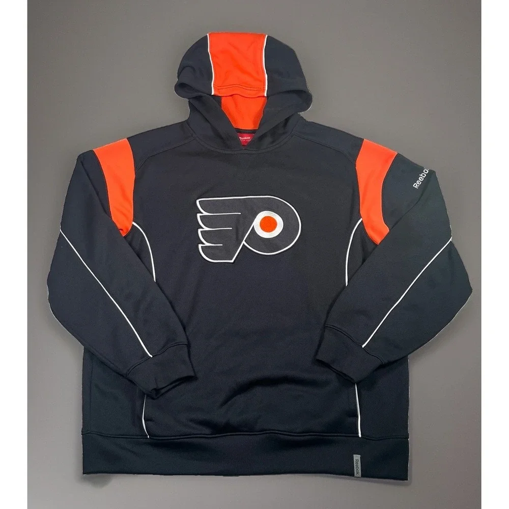 Reebok Philadelphia Flyers Hoodie Mens Medium Face Off Collection Pullover NHL